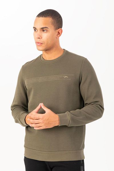 MARATON Comfort Men's Crew Neck Sleeves Light Khaki Sweatshirt 21836