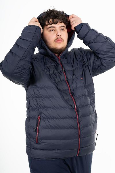 MARATON Plus Size Men's Hooded Long Sleeve Darkblue Coat 21874