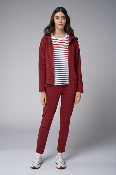 bilcee Women's Burgundy Hooded 3-Piece Tracksuit Set 4006