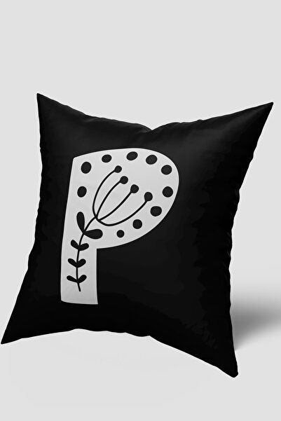 EsnafAli Ασπρόμαυρη θήκη μαξιλαριού με γράμμα P