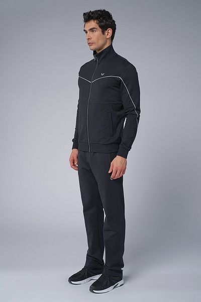 bilcee Set de trening pentru bărbați, albastru închis, cu guler vertical, din bumbac 3972