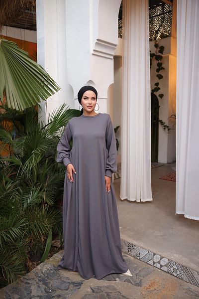 Nissra Πλεκτό φόρεμα Ankanoor Grey Side Gathered Anka258063