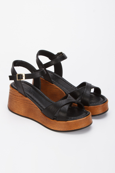 La Vivien Women's Wedge Heeled Cross Strap Sandals