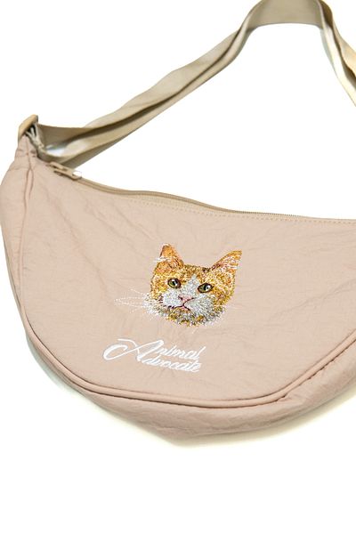 Trampoline Yellow Cat Embroidered Bag - Parachute Fabric Bag with Animal Figures