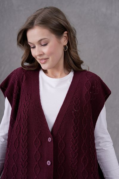 Lamierra Knitwear Large Size Wool Vest