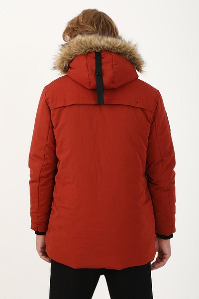 MARATON Regular Men's Hooded Long Sleeve Brick-Black Parka 21302