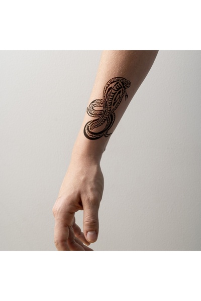 ONE SPRAY TATTOO Kıvrılan Kobra Yılanı Dövme Şablonu (SPREYSİZ)