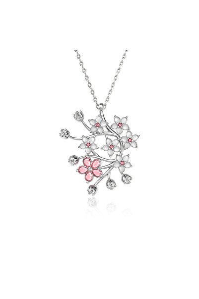 İNDİGO TAKI Kiraz Çiçeği Sakura Beyaz Gümüş Kolye