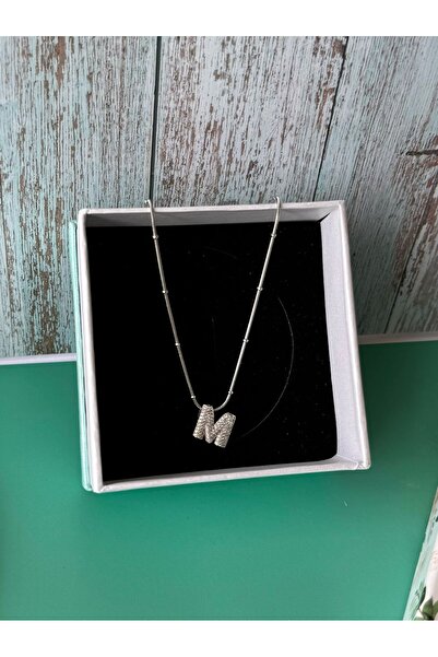 Genel Markalar M  HARFLİ GÜMÜŞ ÇELİK KOLYE M HARF