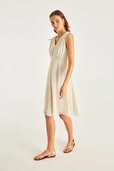 Naramaxx Midi Length Dress with Shirred Shoulder Detail
