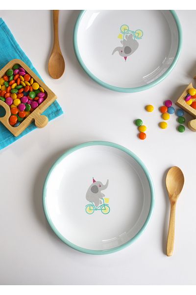 Elifle 18 cm Enamel Plate - Children's Dinner Plate, Serving Plate and Plate Dinner Children's Series
