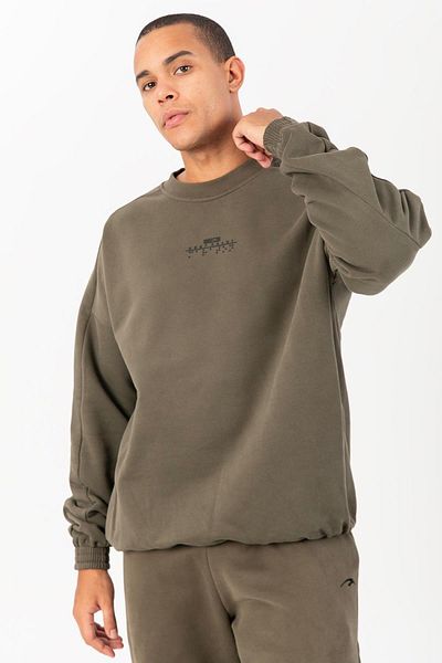 MARATON Oversize Men's Crew Neck Long Sleeve Light Khaki Sweatshirt 21822