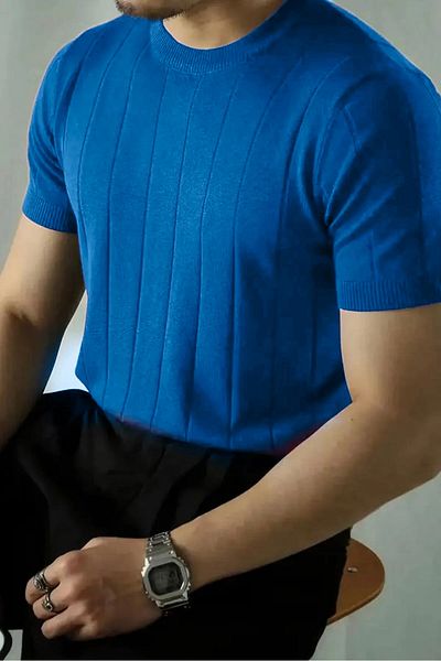 BİRBEYSTORE Tricou pentru bărbați din tricot cu decolteu