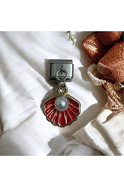 stainles steel Red Italian Seashell Detailed Charm