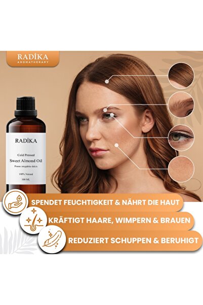 Radika Aromatherapy Mandelöl Süß, Kaltgepresst, 100% Rein, Bio, Natürlich, 100 ml