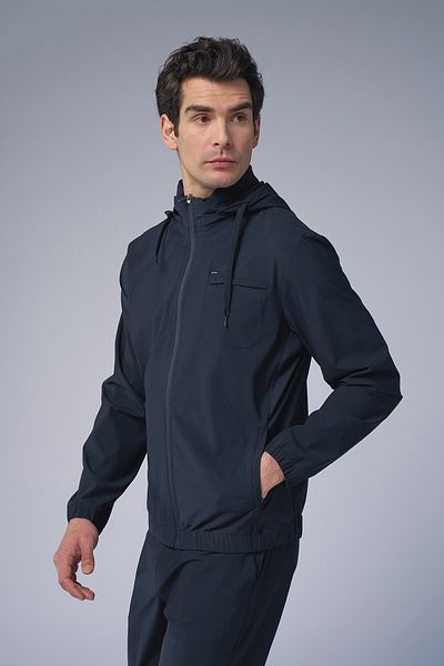 bilcee Men's Navy Blue Hooded Woven Tracksuit Set 4000