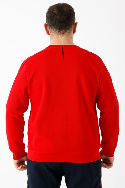 MARATON Plus Size Men's Crew Neck Long Sleeve Red Sweatshirt 19509