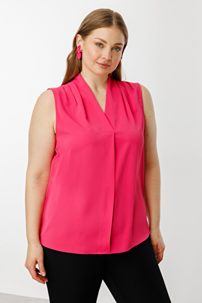 Ekol V Yaka Saten Bluz