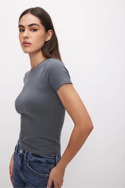 BONNYWILLL Bisiklet Yaka Basic Dar Kalıp Kısa Kollu Body