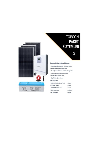 GRAFEN ENERJİ TOPCON SOLAR PANEL BAĞ EVİ PAKETİ