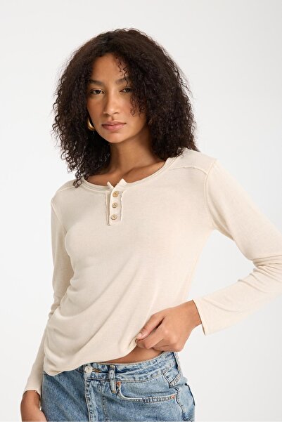 Su Moda Γυναικεία λεπτή πλεκτή μπλούζα Stable Driving Μακρύ μανίκι Άνετη εφαρμογή με κουμπιά βισκόζης