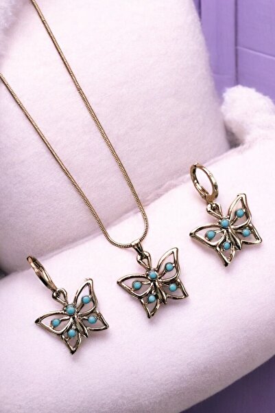 EUROMODA Silver Color Butterfly Design Necklace Earrings Jewelry Set