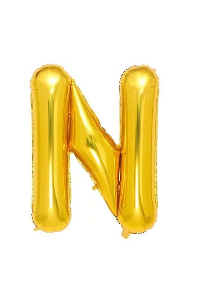 MAXEE STORE Maxee birthday balloon, letter N, gold, 40 cm