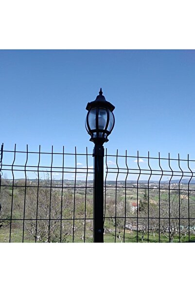 Lambax Panel Çim Çit Kare Tabanlı Sekizgen Direk Üstü Bahçe Armatürü Siyah