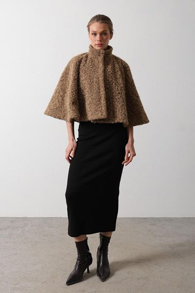 anizmir Stamp Poncho - Camel