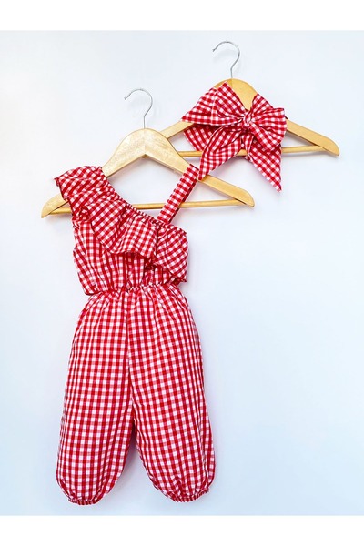 woltybaby Kız Çocuk Askılı Tulum Bandana Takım