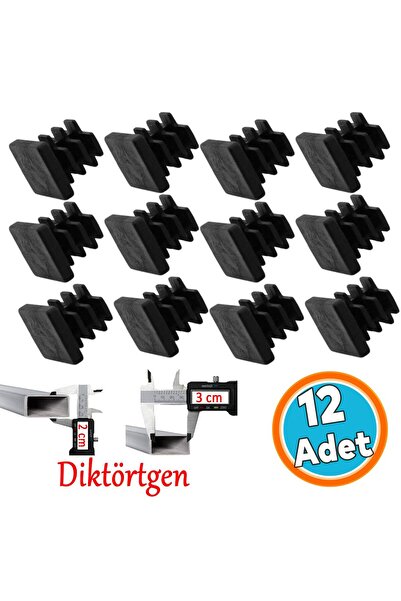 NZB Sandalye Masa Sehpa Ayak Tapası Tıpa Papuç Takoz Diktörtgen 20x30 mm Parke Zemin Koruyucu 12 Adet