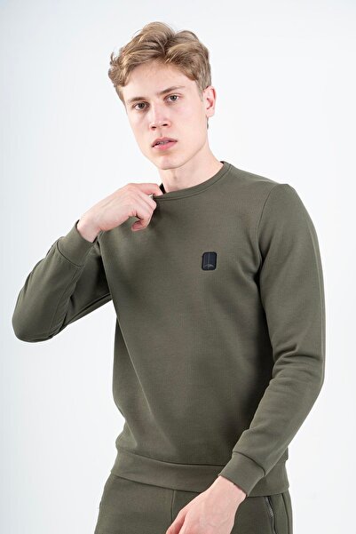 MARATON Regular Erkek Bisiklet Yaka Açık Haki- Sweatshirt