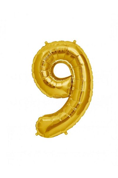 MAXEE STORE Balon aniversar Maxee, cifra 9, auriu, 40 cm