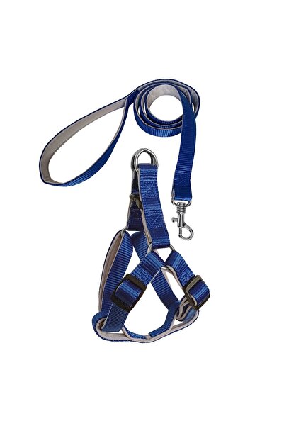 Mestore Woven Dog Chest Harness Set with Travel Strap 32*47-110 cm Blue - Kny...
