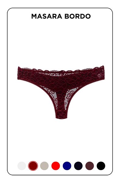 MİSTİRİK Masara Model Lace Soft Fabric String Thong Burgundy Color
