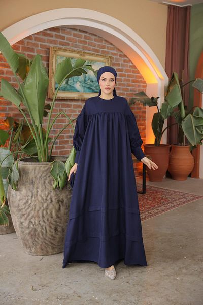 Nissra Ankanoor Navy Blue Double Banded Casual Dress Anka 255069