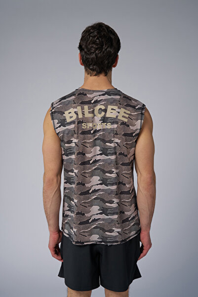 bilcee Men's Beige Camouflage Deep Sleeve Training Undershirt 4094