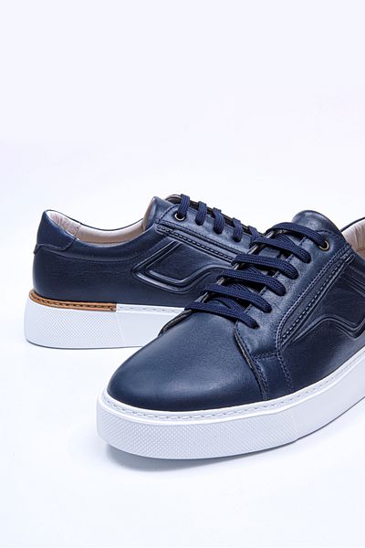 Vantaggio Ανδρικά αθλητικά παπούτσια Fancy Navy Blue εσωτερικά και εξωτερικά 100% γνήσιο δέρμα, καθημερινά παπούτσια