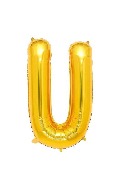 MAXEE STORE Maxee birthday balloon, letter U, 40 cm, gold