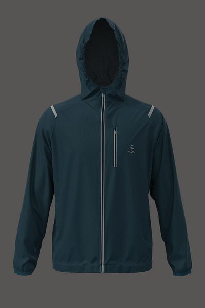 MARATON Regular Men's Hooded Raglan Sleeve Light Navy Blue Raincoat 21663
