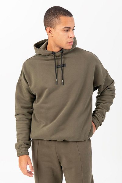 MARATON Oversize Men's Hooded Low Sleeve Light Khaki Sweatshirt 22385