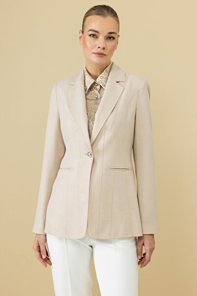 Ekol Dikiş Detaylı Süs Cepli Ceket