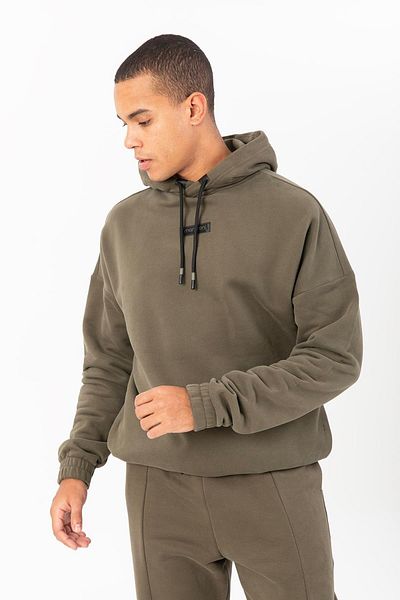 MARATON Oversize Men's Hooded Low Sleeve Light Khaki Sweatshirt 22385
