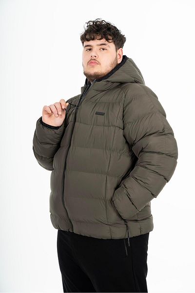 MARATON Plus Size Men's Hooded Long Sleeve Khaki Coat 21391