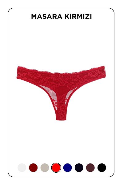 MİSTİRİK Masara Model Ruched Soft Fabric String Thong Red Color