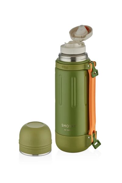 GLANCE Shotay Take Trip Thermos 1200 ml Avocado Khaki Green-Orange