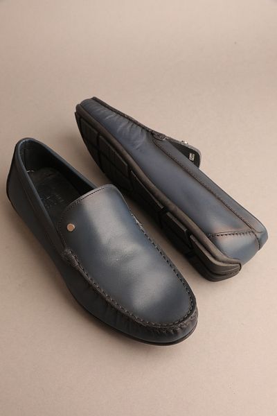 Gondol Loafer clasic pentru bărbați din piele naturală Albastru închis 41 Ttx.277