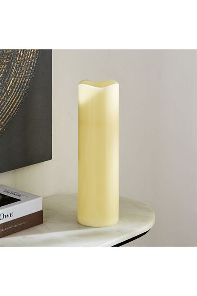 Home Box Luna LED Flameless Ivory Wax Candle with Vanilla Scent and Flickering - 12x40 cm