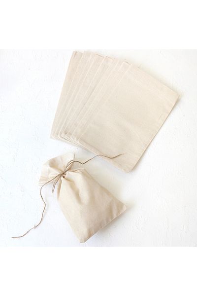 Bimotif Plain Cream Raw Cloth Pouch, 15x25 Cm 100 Pieces