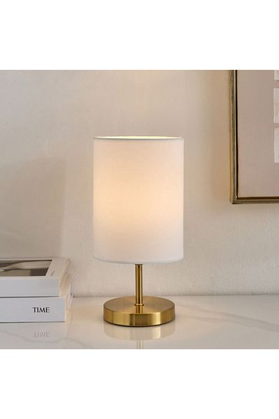 Home Box Glen Metal Table Lamp with Linen Shade - 15x15x30 cm